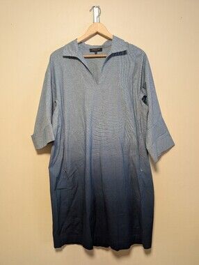 Lafayette 148 New York Blue Ombré Shift Dress Medium